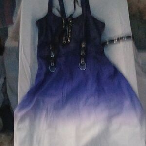 Stylish Purple Ombre Mini Dress with Buckle Accents